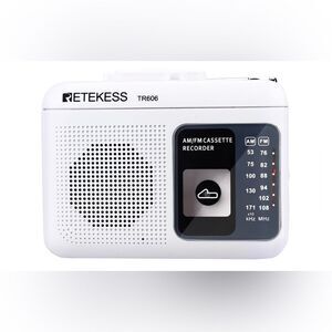 RETEKESS Cassette Player AM FM Portable Radio.  Requires two AA batteries